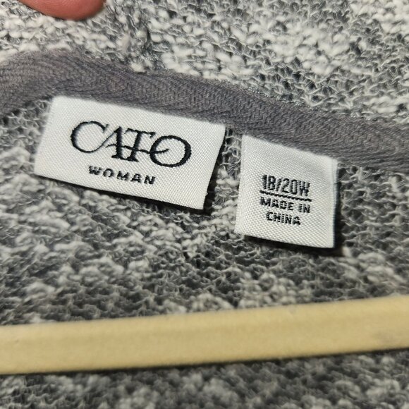 Cato Womens Gray Hooded Fringe Hem Sweater Size 18/20W Cotton & Polyester Blend - Picture 5 of 7